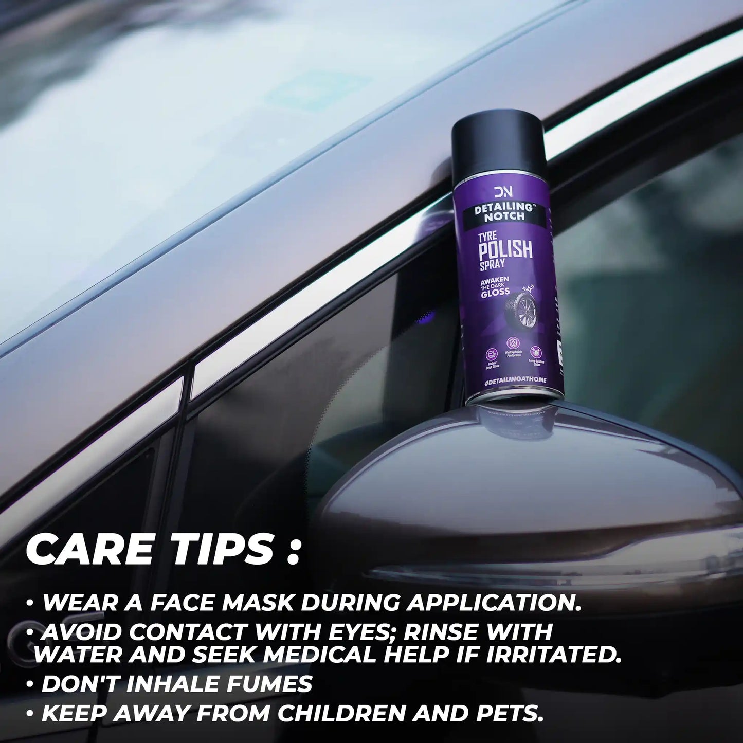 Detailer-Finish Ultra Black Tyre Polish - India's First Tyre Polish that can be Directly applied on Dirty Tyres